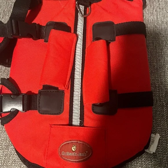 Outback Jack Red/Black Dog Life Jacket Size Medium - Picture 2 of 5